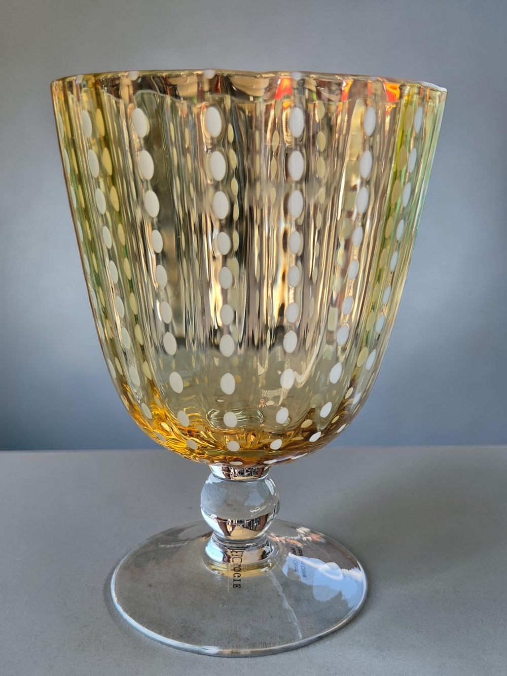 Anthropologie Teal & Amber Glassware Set of 4 | Two-Tone Mid Century Modern - Picture 3 of 7